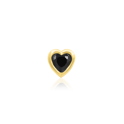 black and gold heart threadless end perfect for earlobe conch, flat, lip, madusa, helix, cartilage