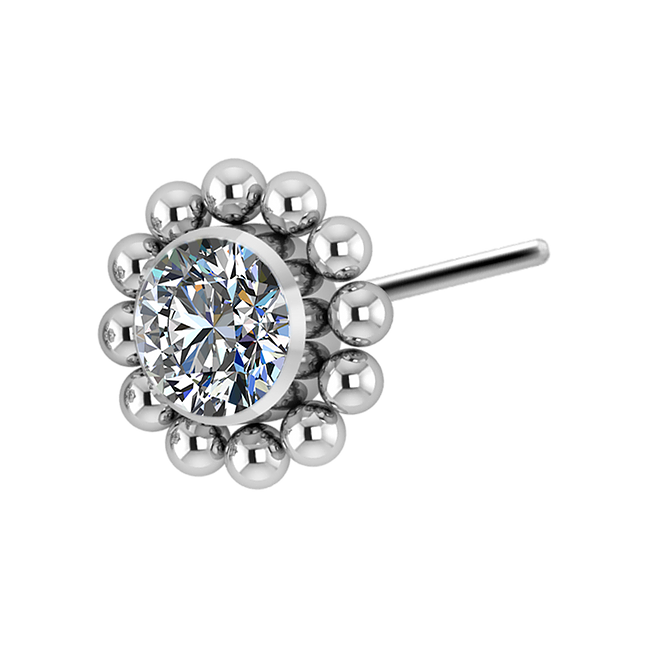 titanium cluster with swarovski gem in center, perfect for madonna, madusa or monroe piercing, lip, snakebites, angel bites, nostril or ear piercings 