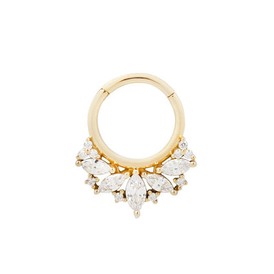 yellow gold cubic zirconia marquise cut gems daith or septum ring