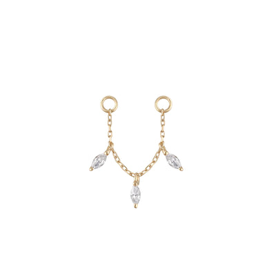 yellow gold dangling chain with cz