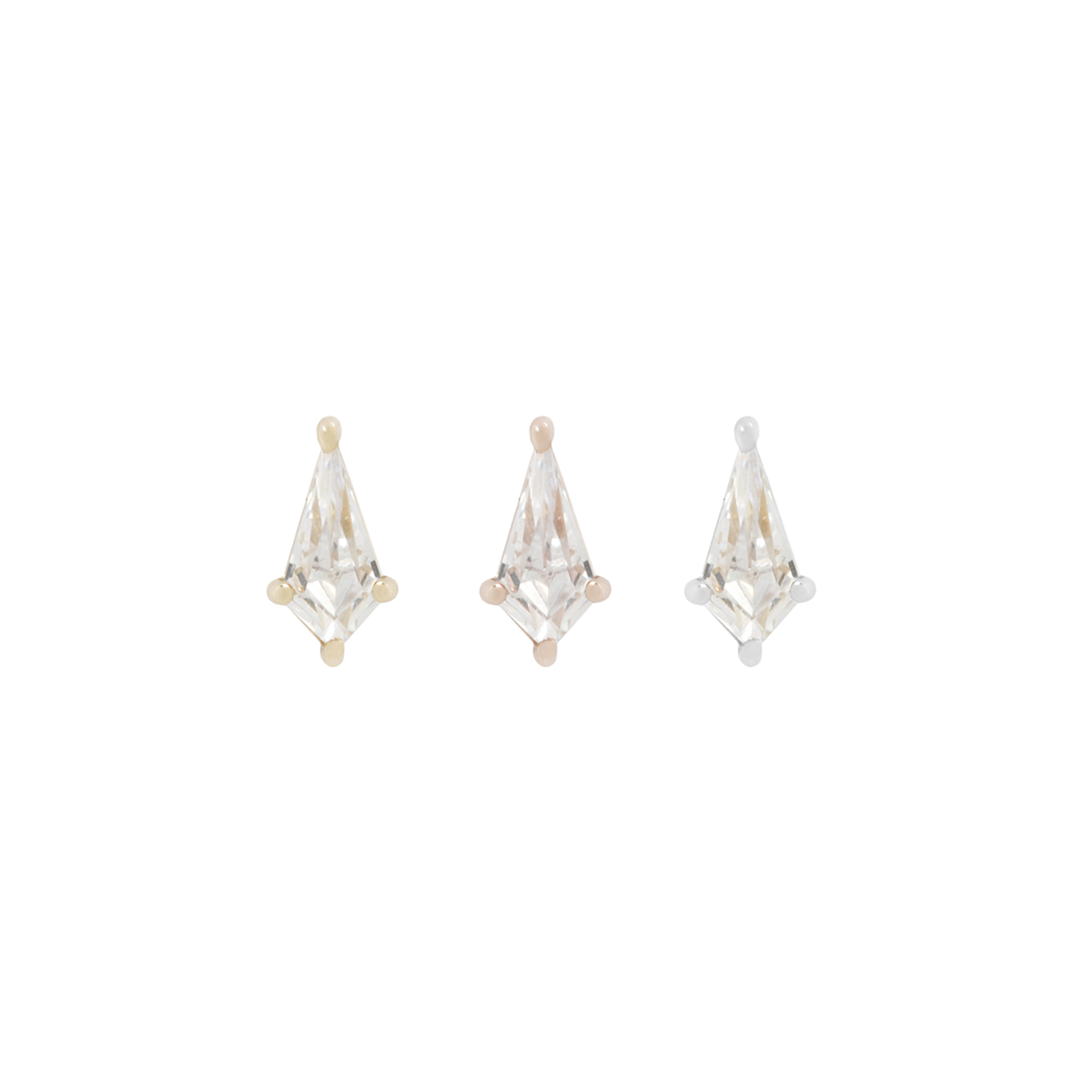 Mini Soho - Kite Cut Brilliant Swarovski Crystal Zirconias available in 14K Rose  Gold, 14K White Gold  and 14K Yellow Gold with Threadless End by Buddha Organics