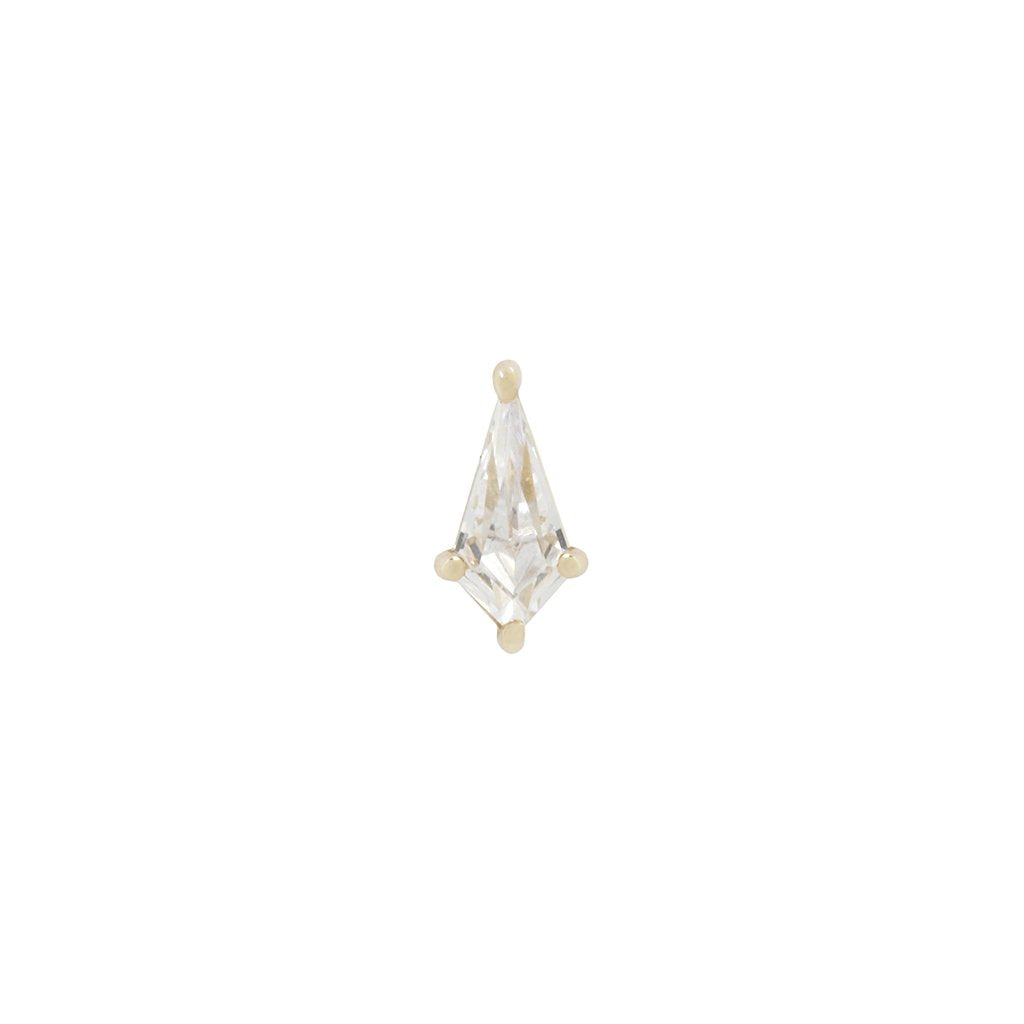 Mini Soho - Swarovski  Cubic Zirconia Crystal gem in Kite cut 14K Yellow Gold setting by Buddha organics. threadless End