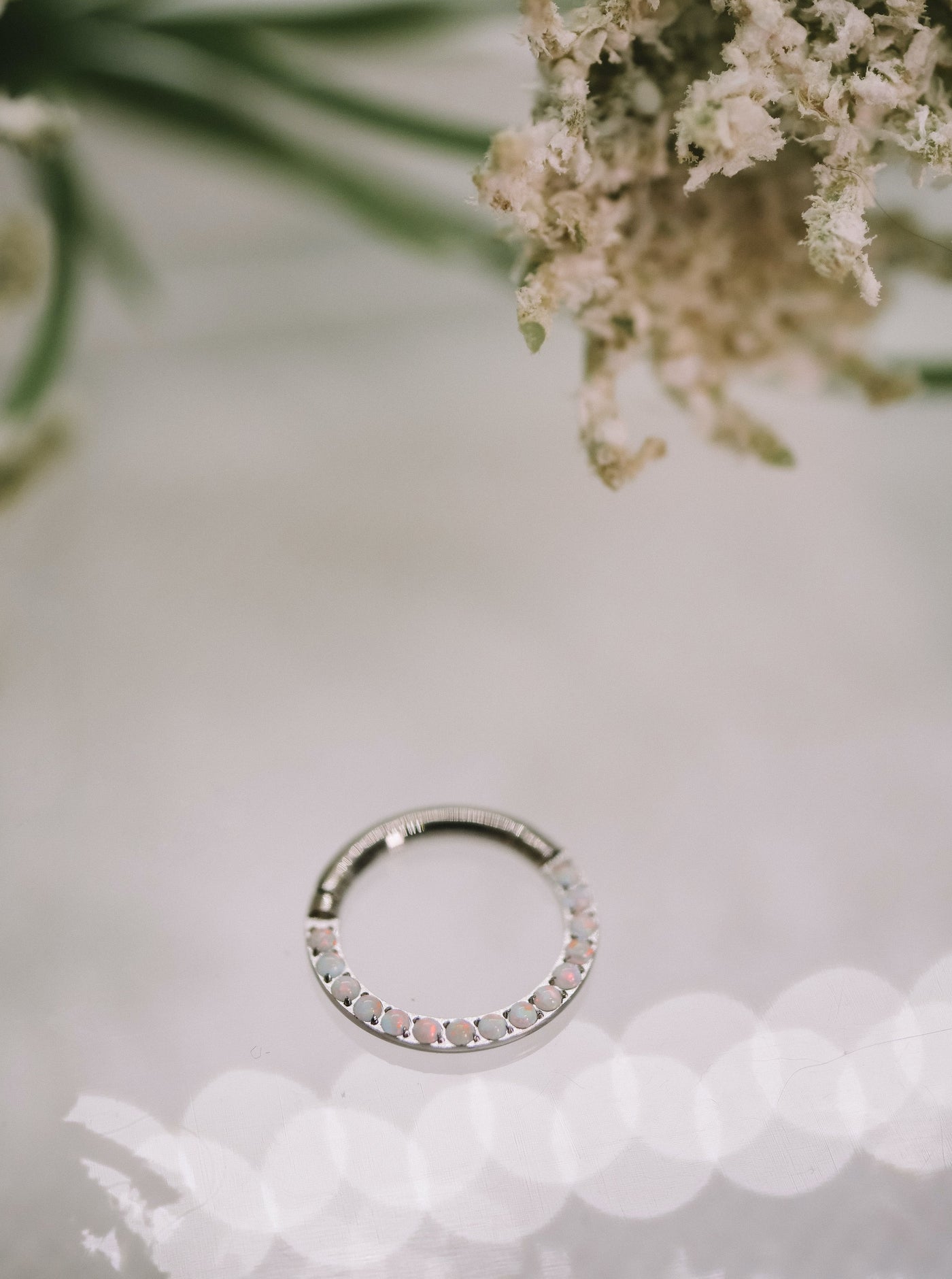 white opal body jewelry ring