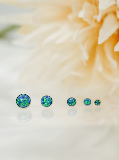 peacock blues and greens bezel opal set 3mm,2.5mm,3mm,4mm, 5mm