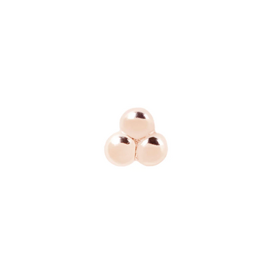 rose gold 3 bead cluster in triangle shape, minimalist basic 14k gold