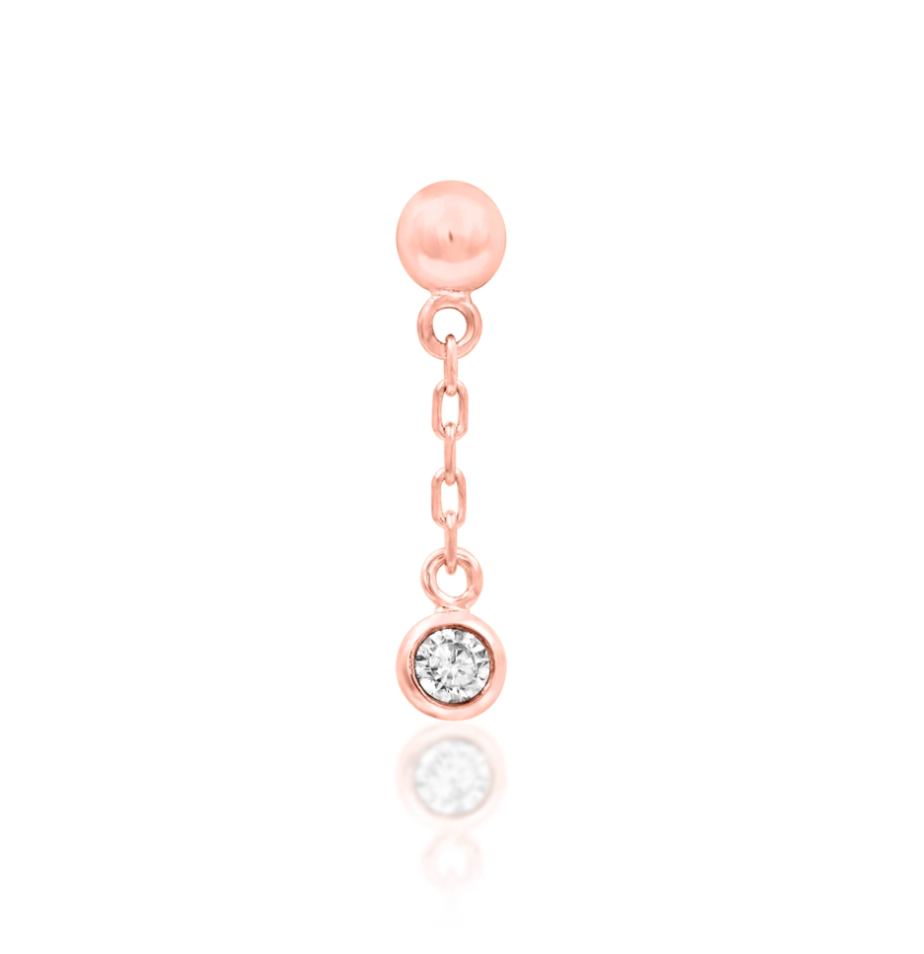rose gold and cubic zirconia swarovski charm with chain