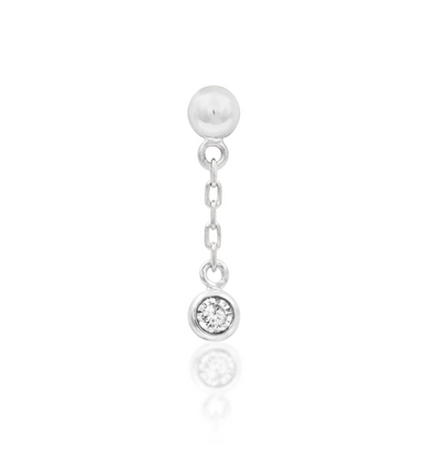 threadless end in white gold with chain and swarovski charm 