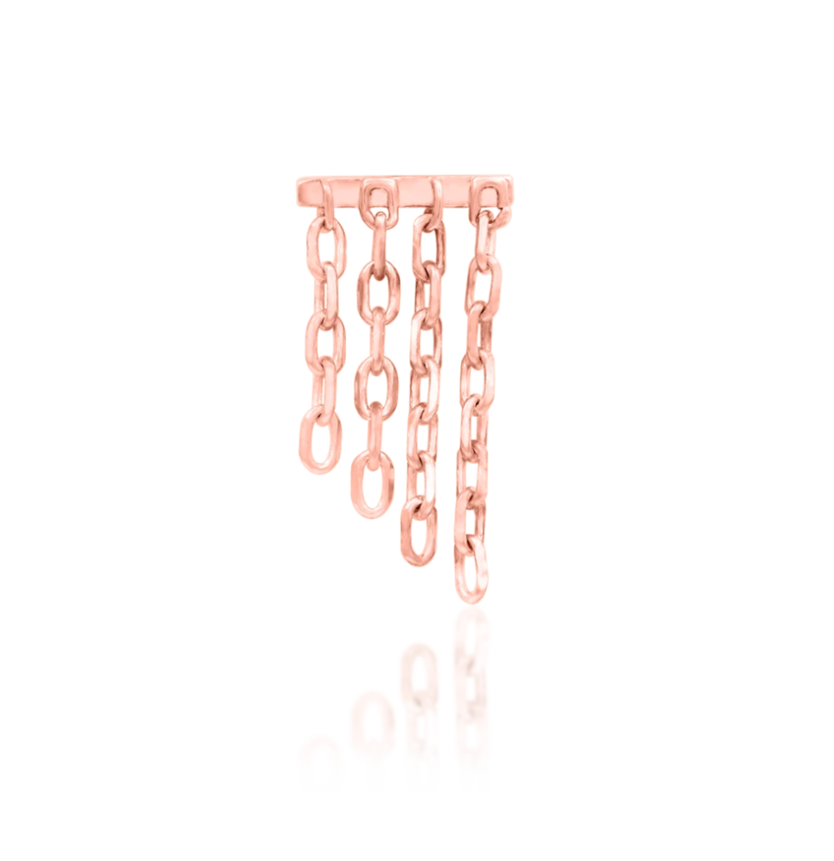 hanging charm chain threadless end in rose gold perfect for helix or flat cartilage piercings