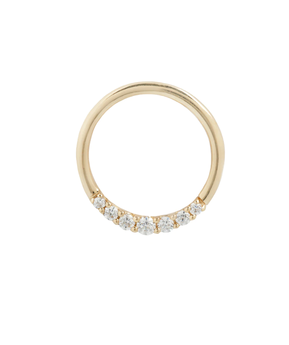 seamless yellow gold hoop with 7 gem stones 