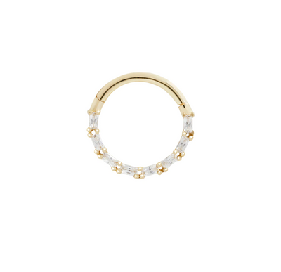 yellow gold daith or septum hoop with clicker