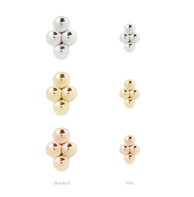 Four Bead Cluster - 14KT Gold Threadless End by Buddha Jewelry