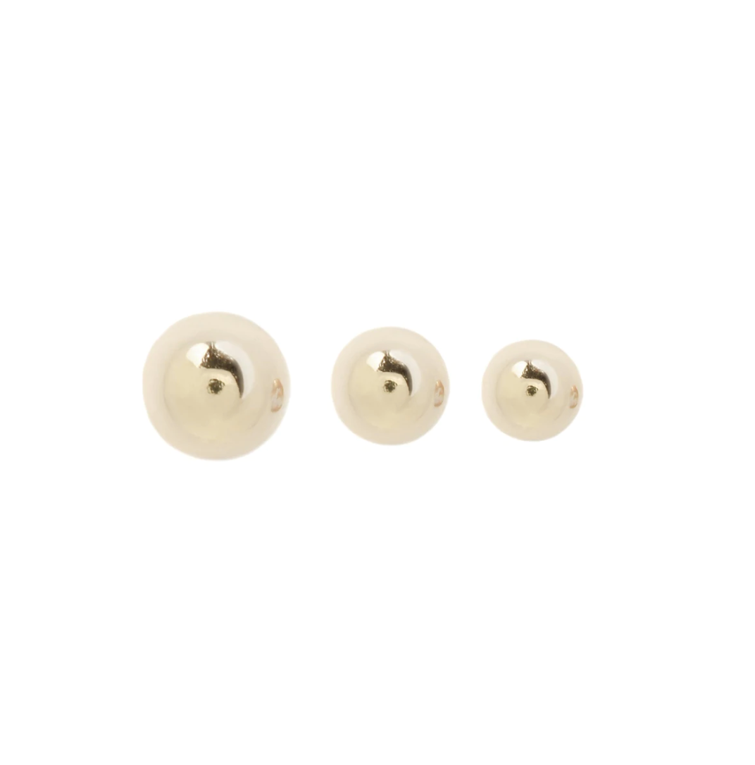 2 sizes of yellow gold threadless ball ends