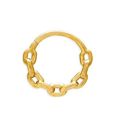 yellow gold chain septum ring hoop