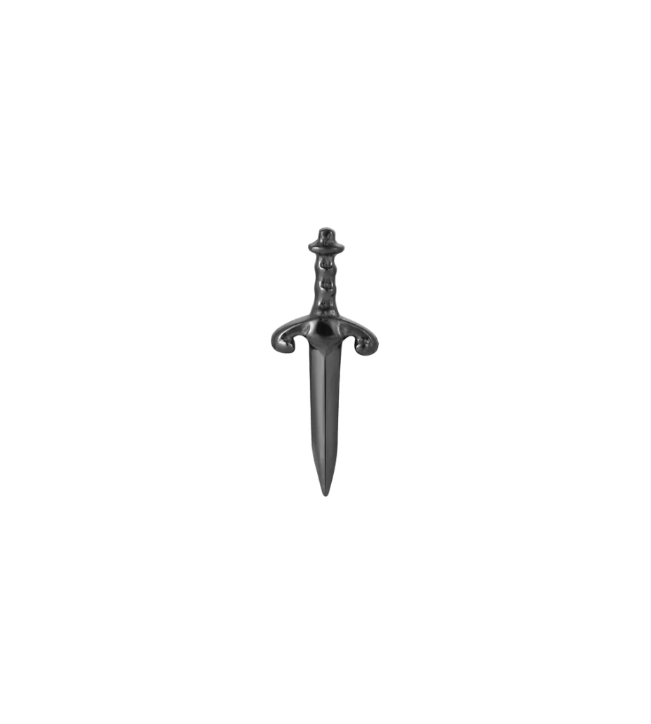 black rhodium titanium dagger blade jewellery threadless