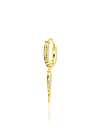 gold with cubic zirconias earring with hanging point