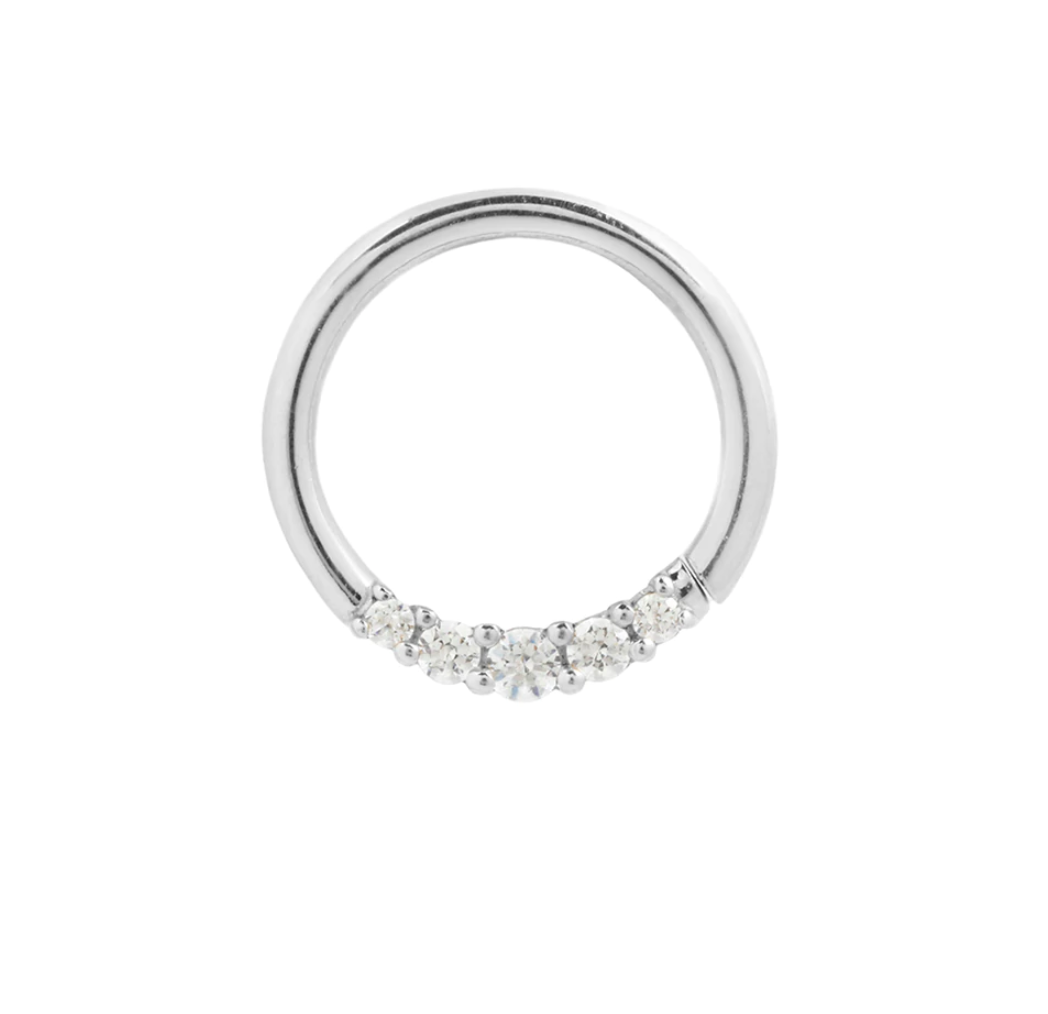 white gold seamless ring with cubic zirconia 