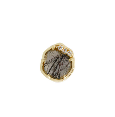 yellow gold with swarovskis and a tourmalated quartz 