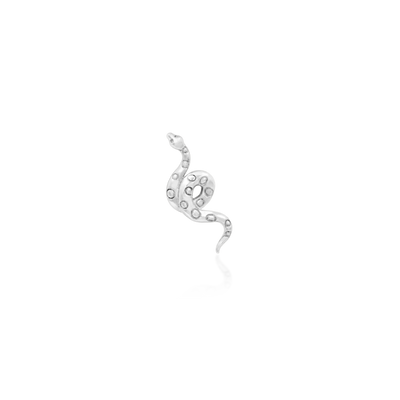 14K White Gold intricate textured detail, Snake . Threadless End by Junipurr