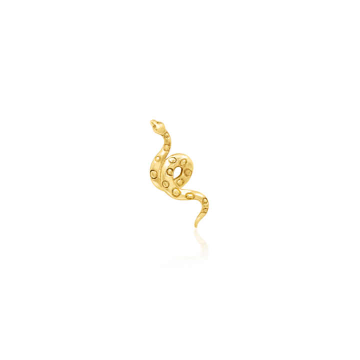 14K Yellow Gold iSnake with intricate textured detail  - Threadless End by Junipurr
