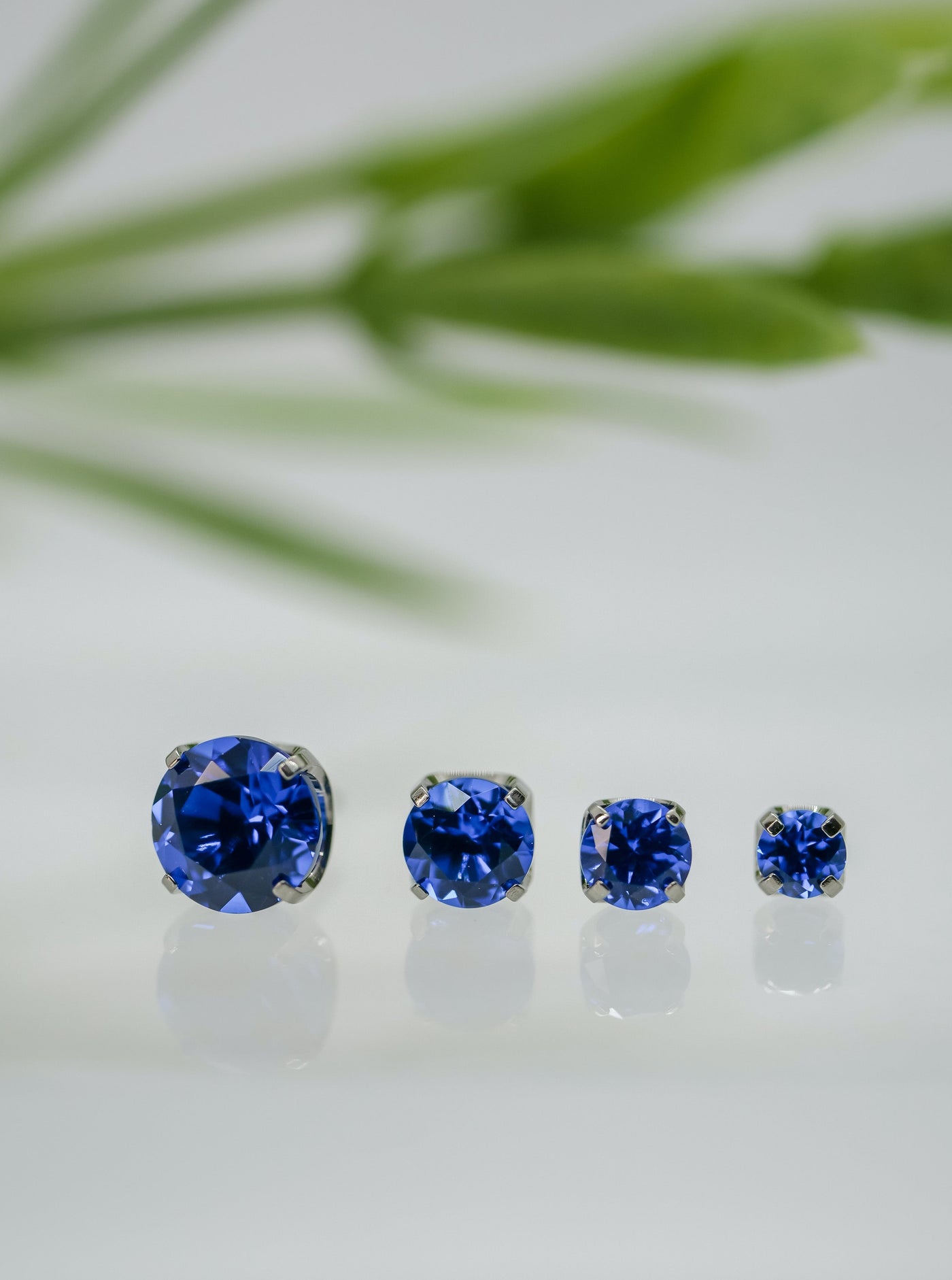 sapphire blue cubic zirconia gems in various sizes