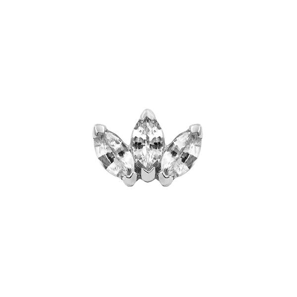 14K White Gold Triple Marquise Swarovski Crystals by Junipurr.  Threadless Ends