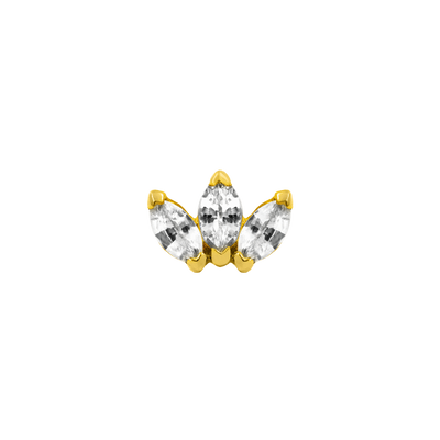14K Yellow Gold Triple Marquise Swarovski Crystals by Junipurr.  Threadless Ends