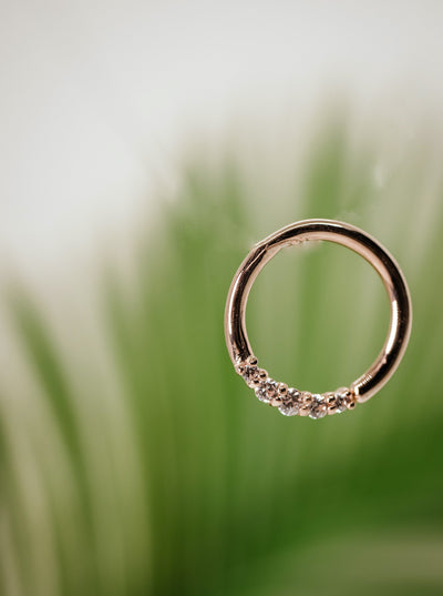 rose gold seam ring hoop perfect for tragus, daith, septum or any other ring placement piercing