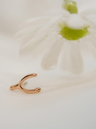 14K Rose Gold Wishbone with Threadless End by Junipurr